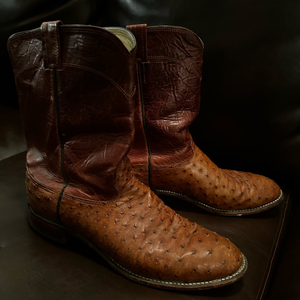 Cavenders Full Quill Ostrich Roper Cowboy Boots